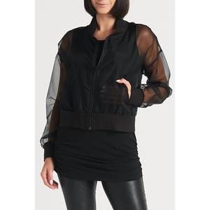 NEW PLANET BY LAUREN G. organza baseball jacket in black